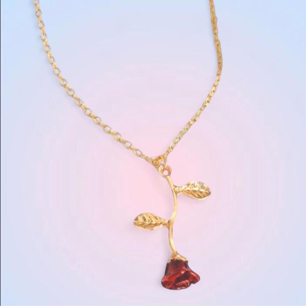 sweetest rose drop gold plated necklace